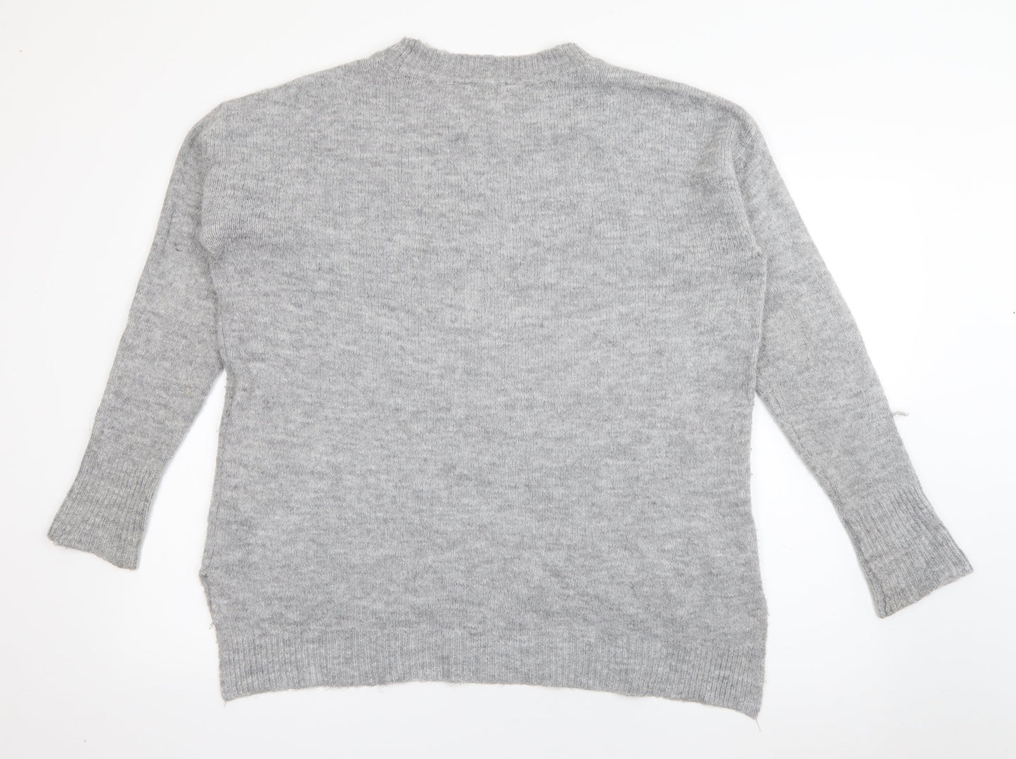 Dorothy Perkins Womens Grey Crew Neck  Acrylic Pullover Jumper Size 14