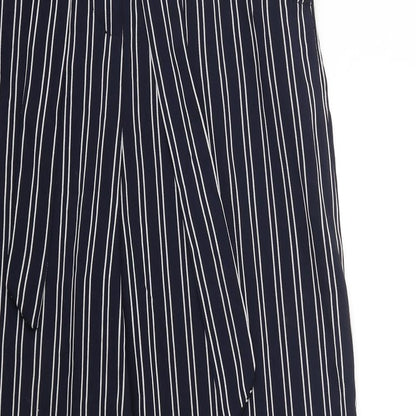 Preloved H&M Womens Blue Striped Polyester Trousers  Size 6 L31 in Regular - Detail