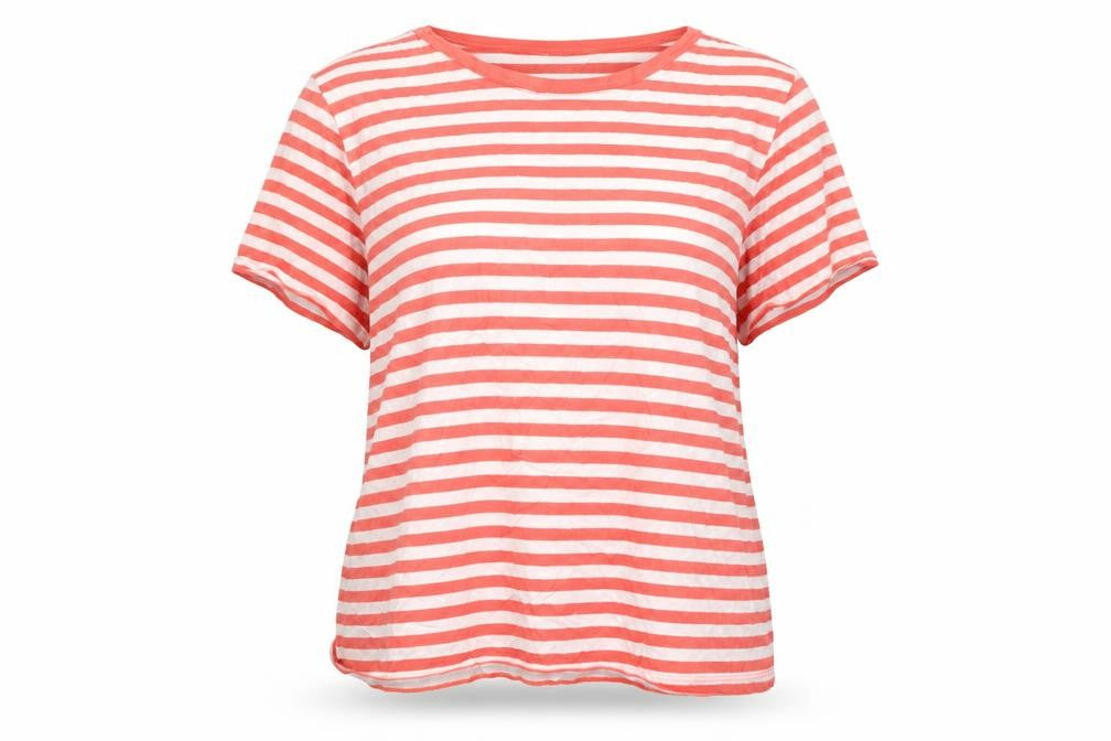 Dunnes Stores Womens Multicoloured Striped Cotton Basic T-Shirt Size L Round Neck