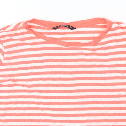 Dunnes Womens Multicoloured Striped Cotton Basic T-Shirt Size L Round Neck