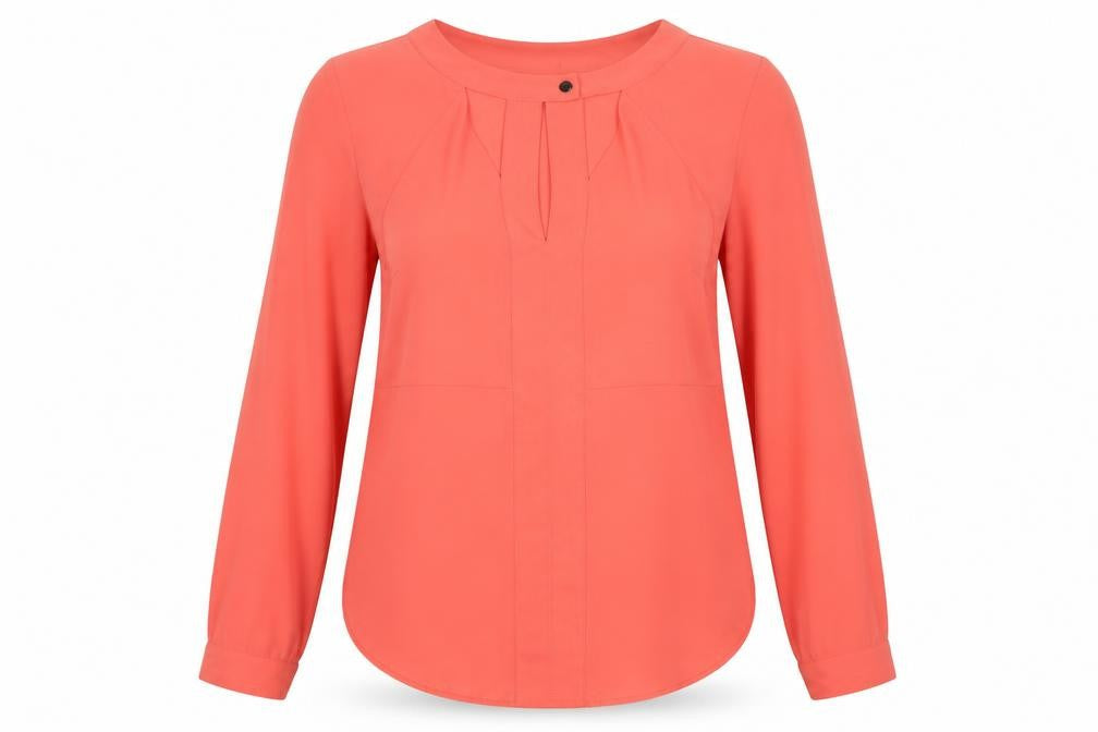 Warehouse Womens Pink  Polyester Basic Blouse Size 12 Round Neck