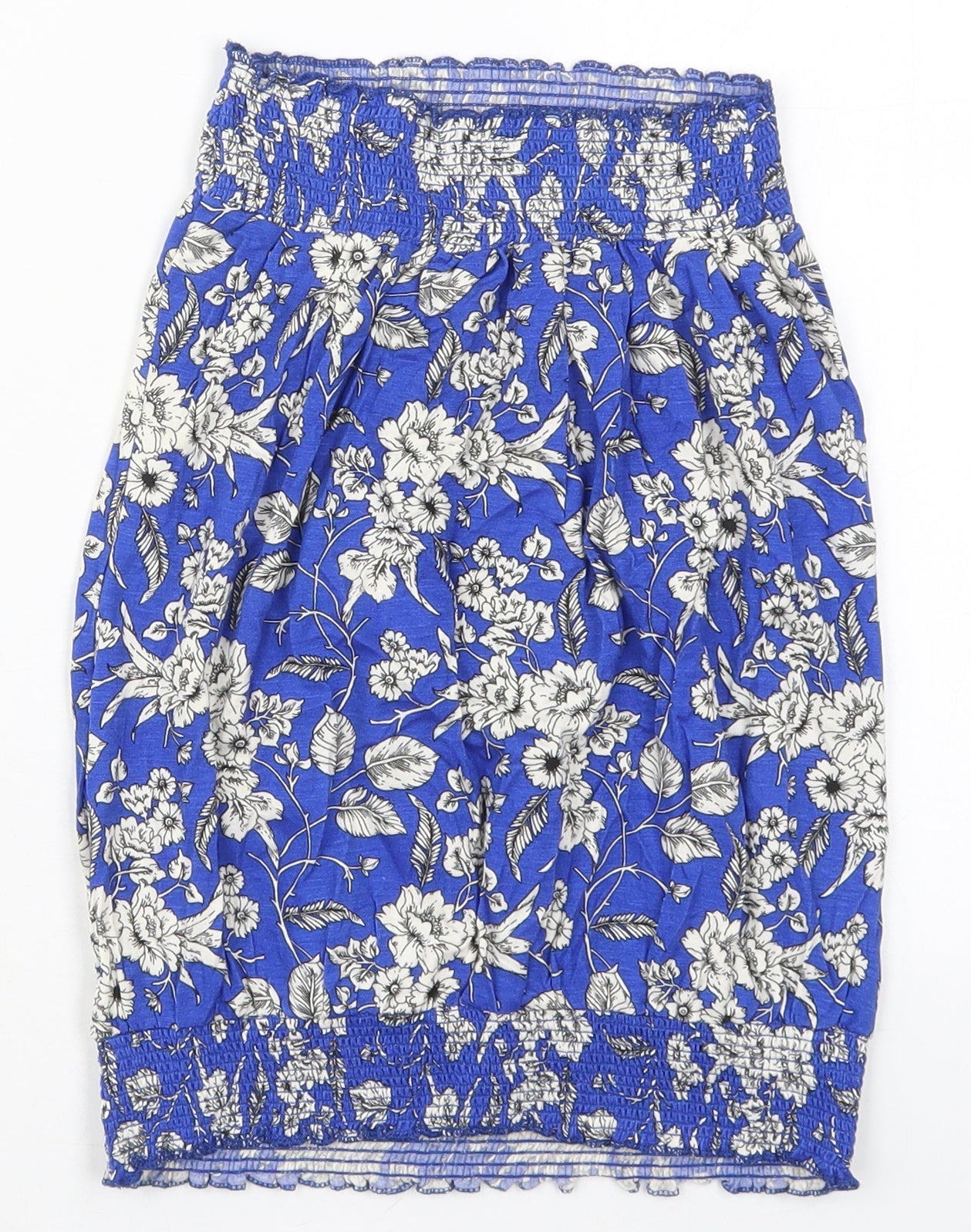 Studio Womens Blue Floral Viscose Basic Tank Size 8 Round Neck