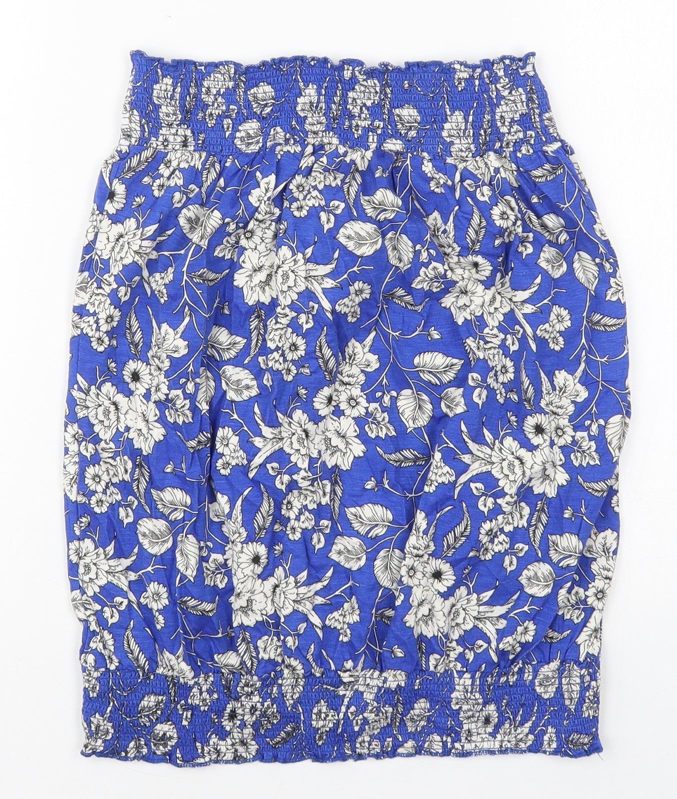 Studio Womens Blue Floral Viscose Basic Tank Size 12 Round Neck