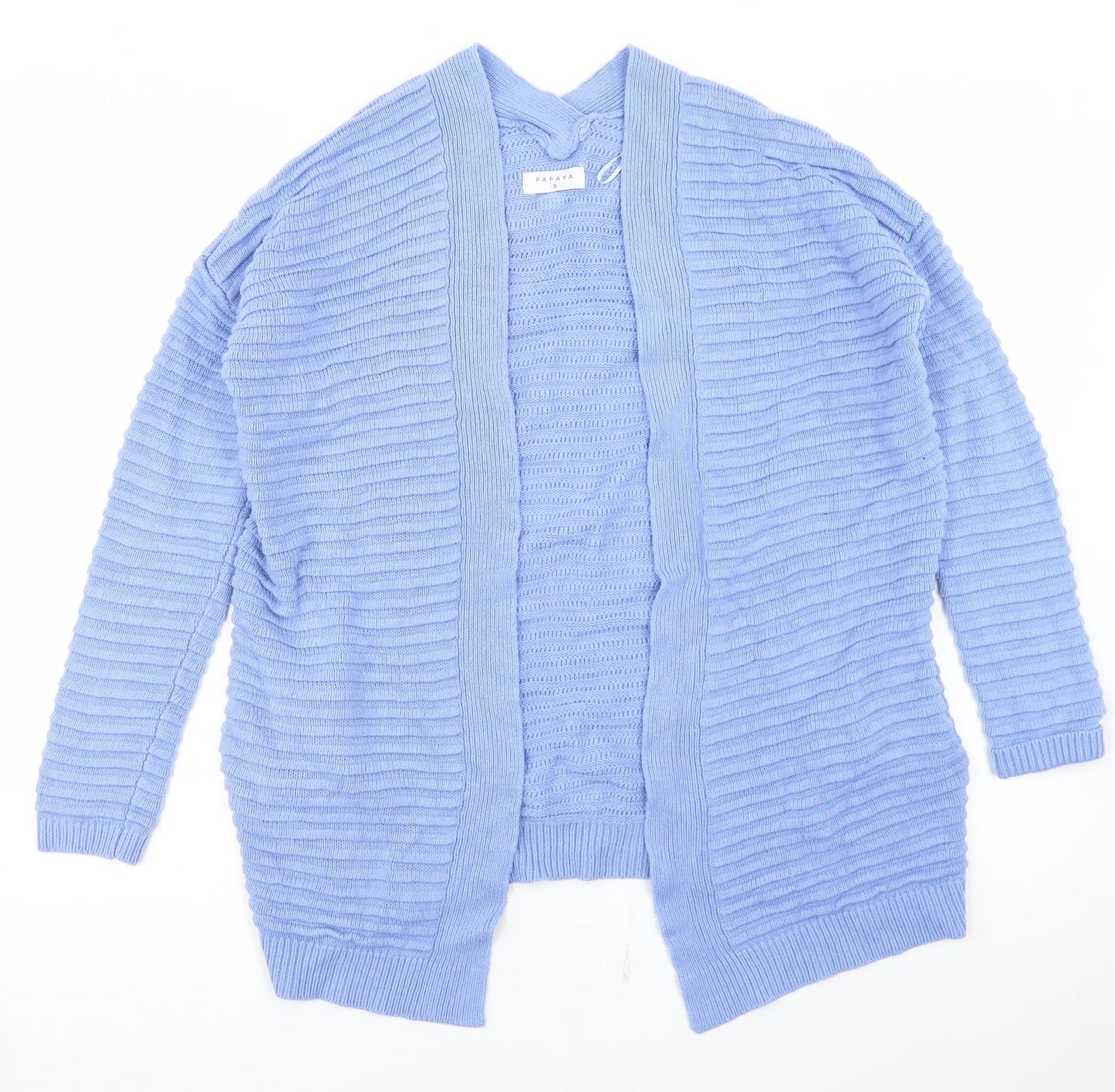 Papaya Womens Blue Round Neck  Acrylic Cardigan Jumper Size S