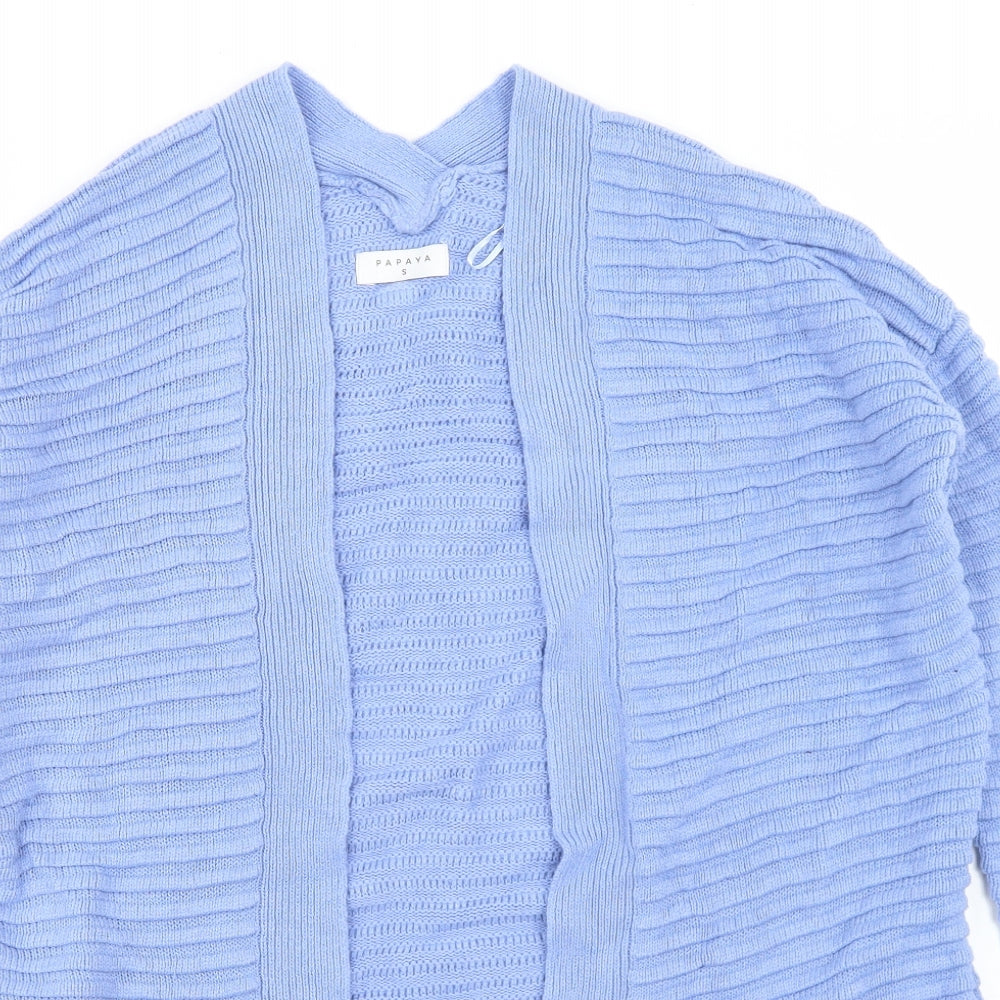 Papaya Womens Blue Round Neck  Acrylic Cardigan Jumper Size S