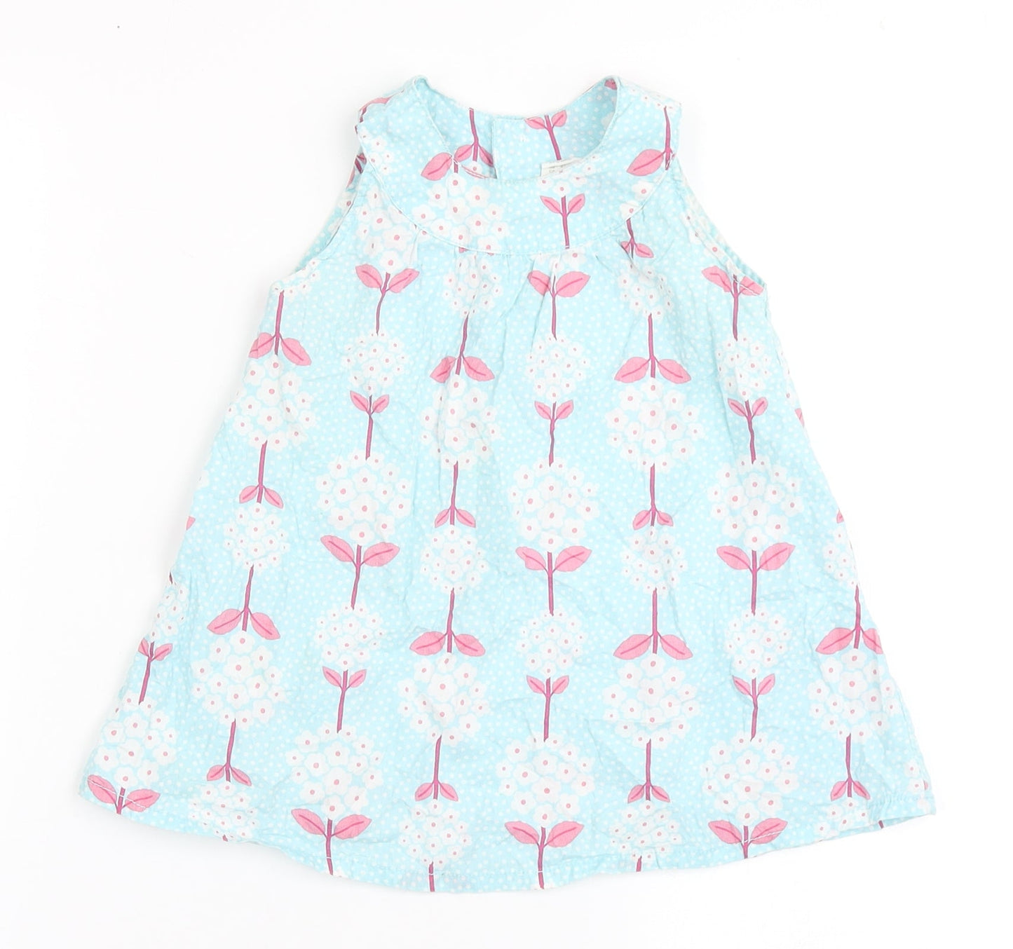 H&M Girls Blue  100% Cotton Basic Blouse Size 9-12 Months Round Neck Pullover