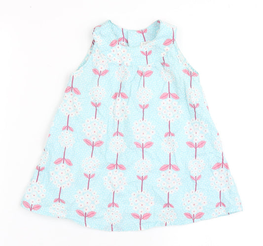 H&M Girls Blue  100% Cotton Basic Blouse Size 9-12 Months Round Neck Pullover