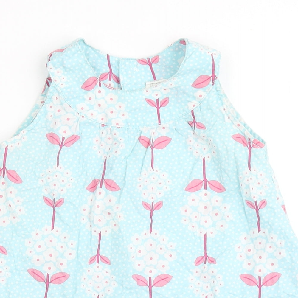 H&M Girls Blue  100% Cotton Basic Blouse Size 9-12 Months Round Neck Pullover
