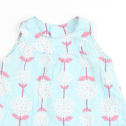 H&M Girls Blue  100% Cotton Basic Blouse Size 9-12 Months Round Neck Pullover