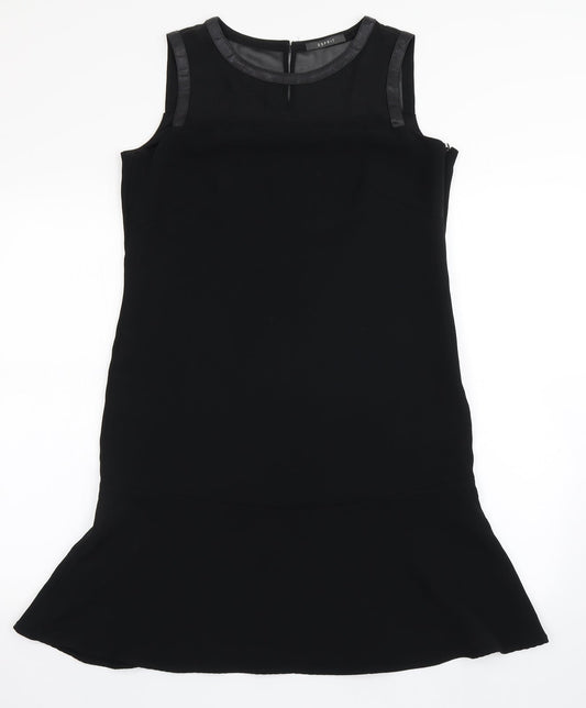 Esprit Womens Black  Polyester Fit & Flare  Size 12  Round Neck Zip