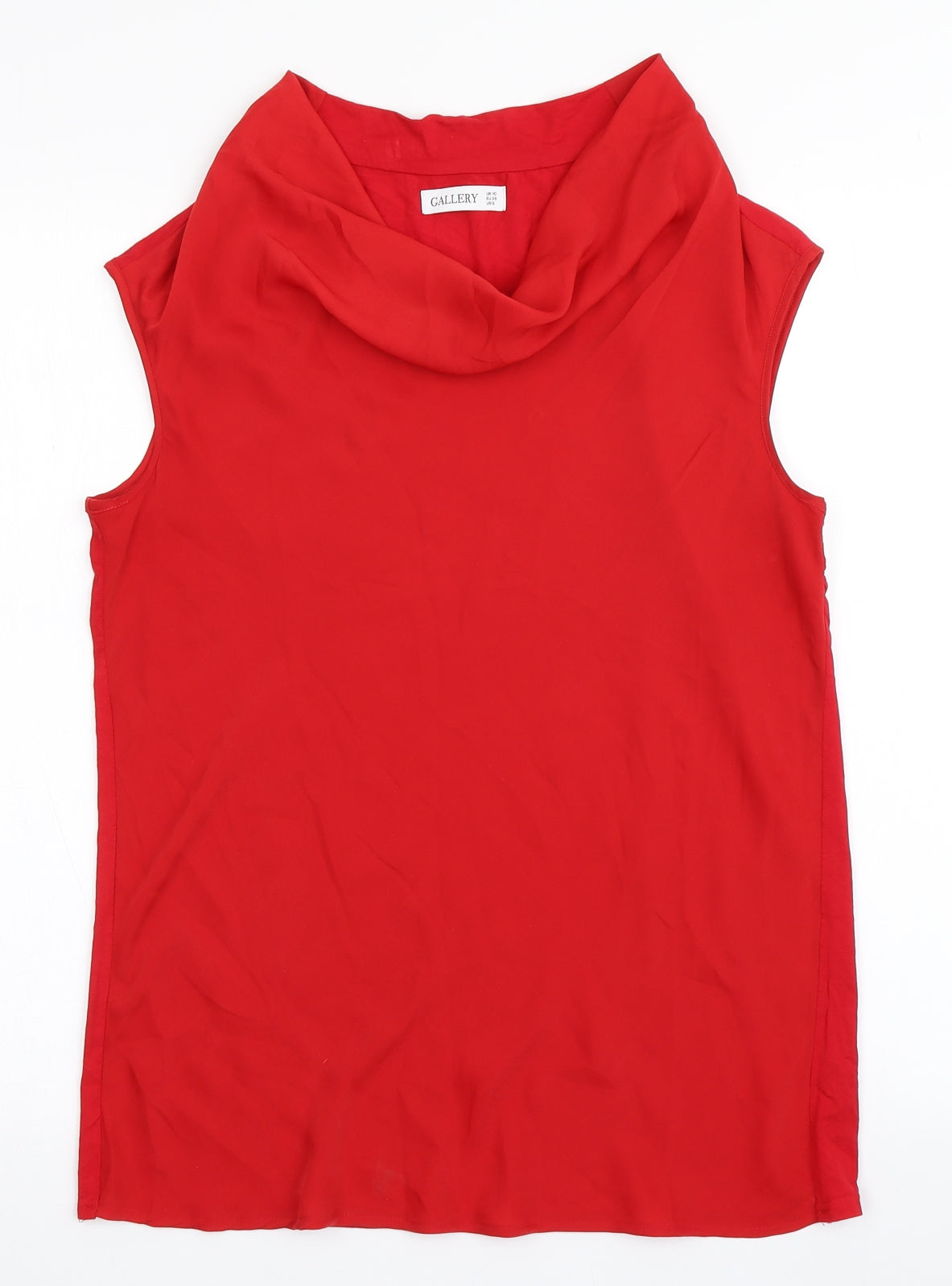 Gallery Womens Red  Polyester Basic Blouse Size 10 Cowl Neck