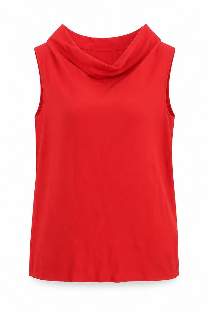 Gallery Womens Red  Polyester Basic Blouse Size 10 Cowl Neck