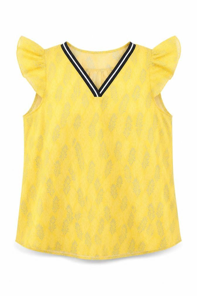 Rant&Rave Womens Yellow  Polyester Basic Blouse Size 12 V-Neck
