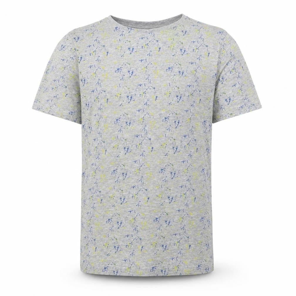 Primark Boys Grey Patchwork Cotton Basic T-Shirt Size 8-9 Years Crew Neck Pullover