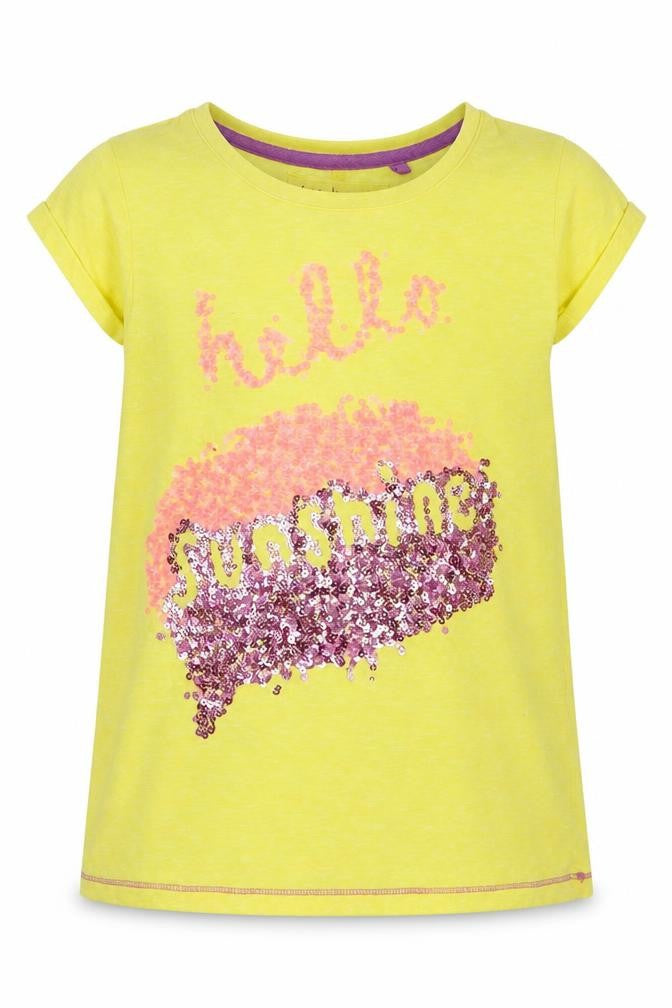 NEXT Girls Yellow  Polyester Basic T-Shirt Size 7 Years Crew Neck Pullover
