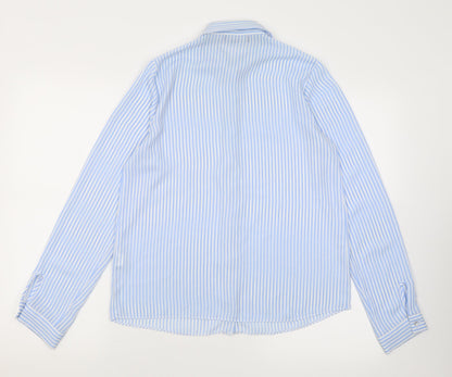 Preloved Atmosphere Womens Blue Striped Polyester Basic Button-Up Size 8 Collared - Back