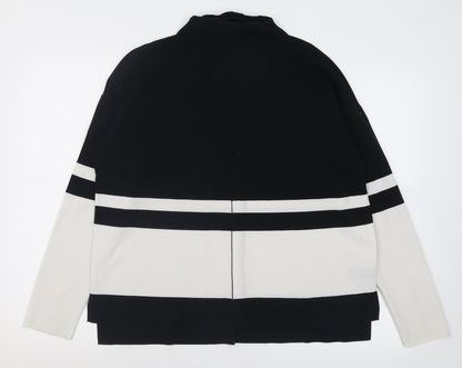 Preloved TU Womens Black High Neck Striped Polyamide Pullover Jumper Size 14 - Front