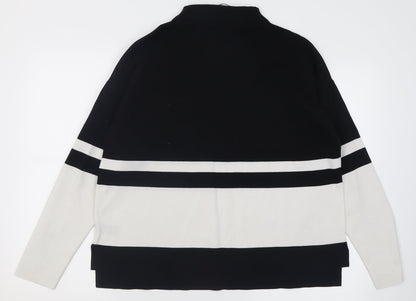 Preloved TU Womens Black High Neck Striped Polyamide Pullover Jumper Size 14 - Back