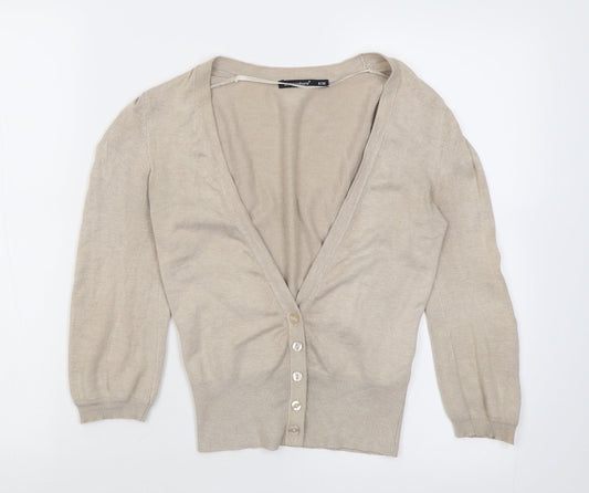 Atmosphere Womens Beige Crew Neck  Viscose Cardigan Jumper Size 8