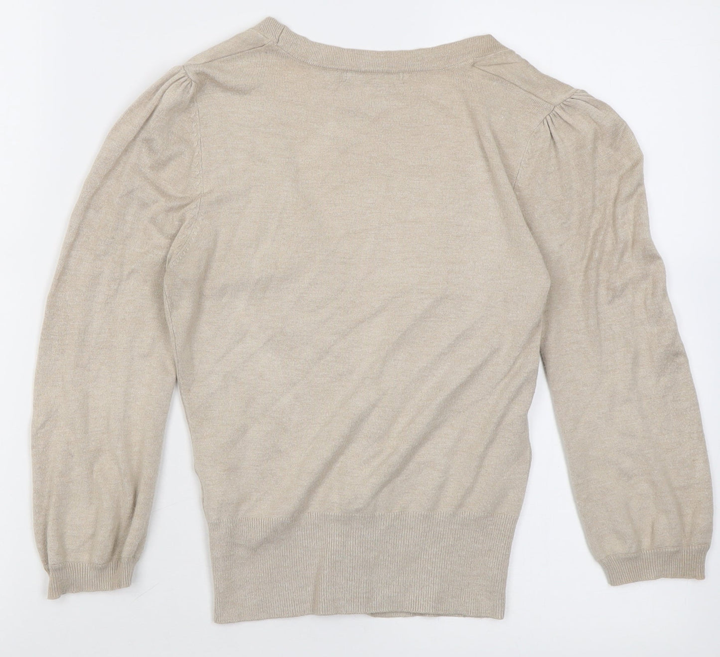 Atmosphere Womens Beige Crew Neck  Viscose Cardigan Jumper Size 8