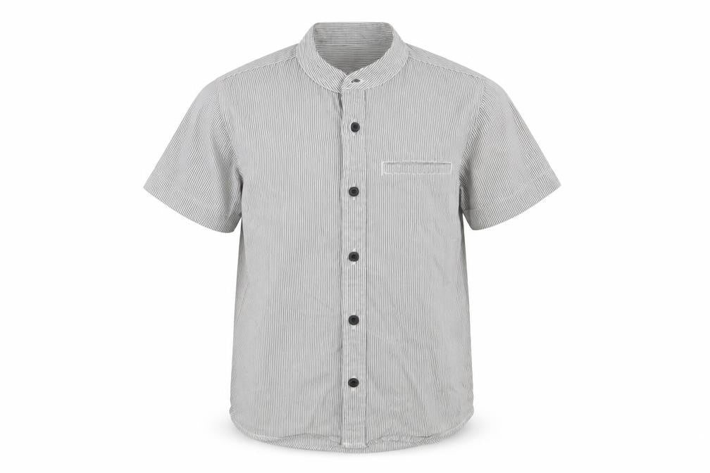 Dunnes Stores Boys Grey Striped 100% Cotton Basic Button-Up Size 5 Years Round Neck Button