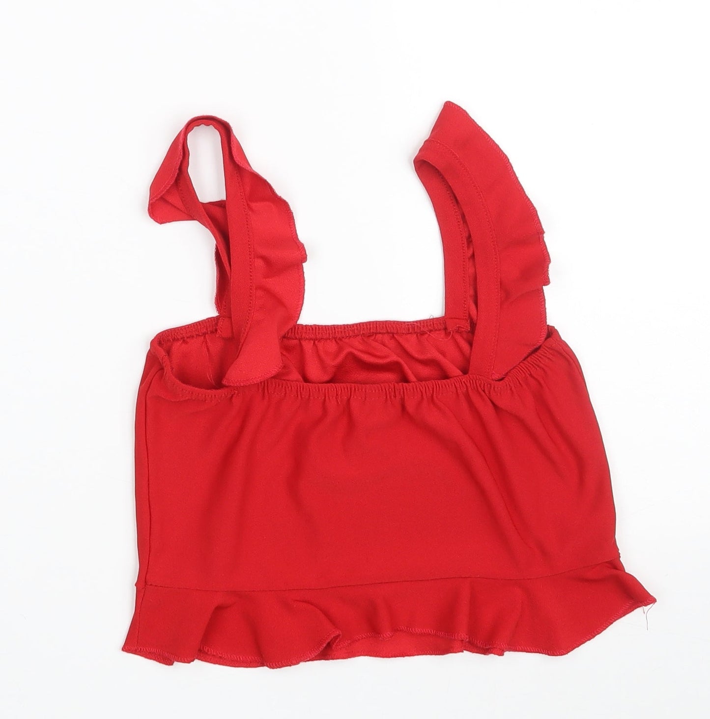 PRETTYLITTLETHING Womens Red  Polyester Cropped Tank Size 10 Square Neck