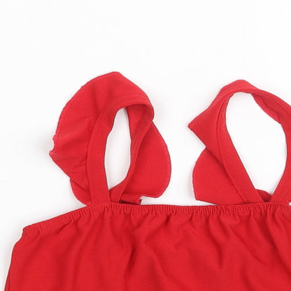 PRETTYLITTLETHING Womens Red  Polyester Cropped Tank Size 10 Square Neck