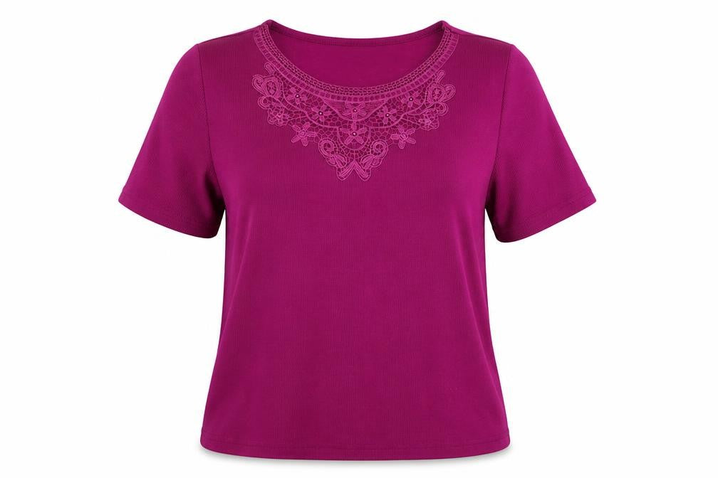 Bonmarché Womens Purple Round Neck Floral Polyester Pullover Jumper Size M