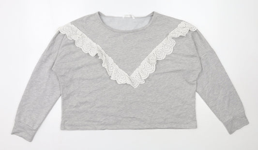 Pep&co  Womens Grey  Polyester Pullover Sweatshirt Size 16  Pullover - Cropped