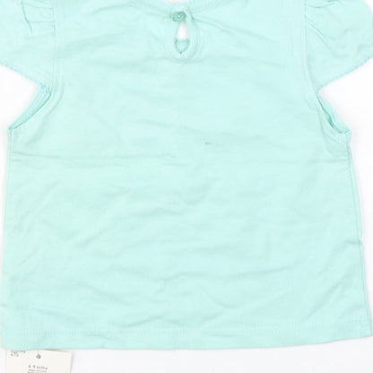 Cherokee Girls Green  Cotton Basic T-Shirt Size 6-9 Months Round Neck Pullover