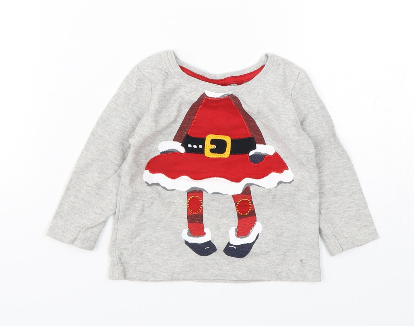 NEXT Boys Grey  Cotton Basic T-Shirt Size 3-6 Months Round Neck Pullover - Christmas