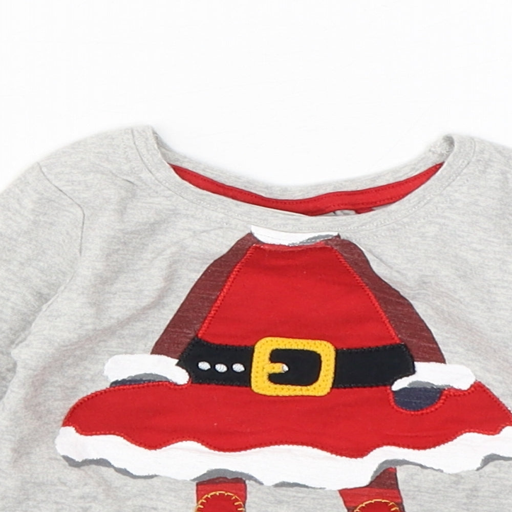 NEXT Boys Grey  Cotton Basic T-Shirt Size 3-6 Months Round Neck Pullover - Christmas