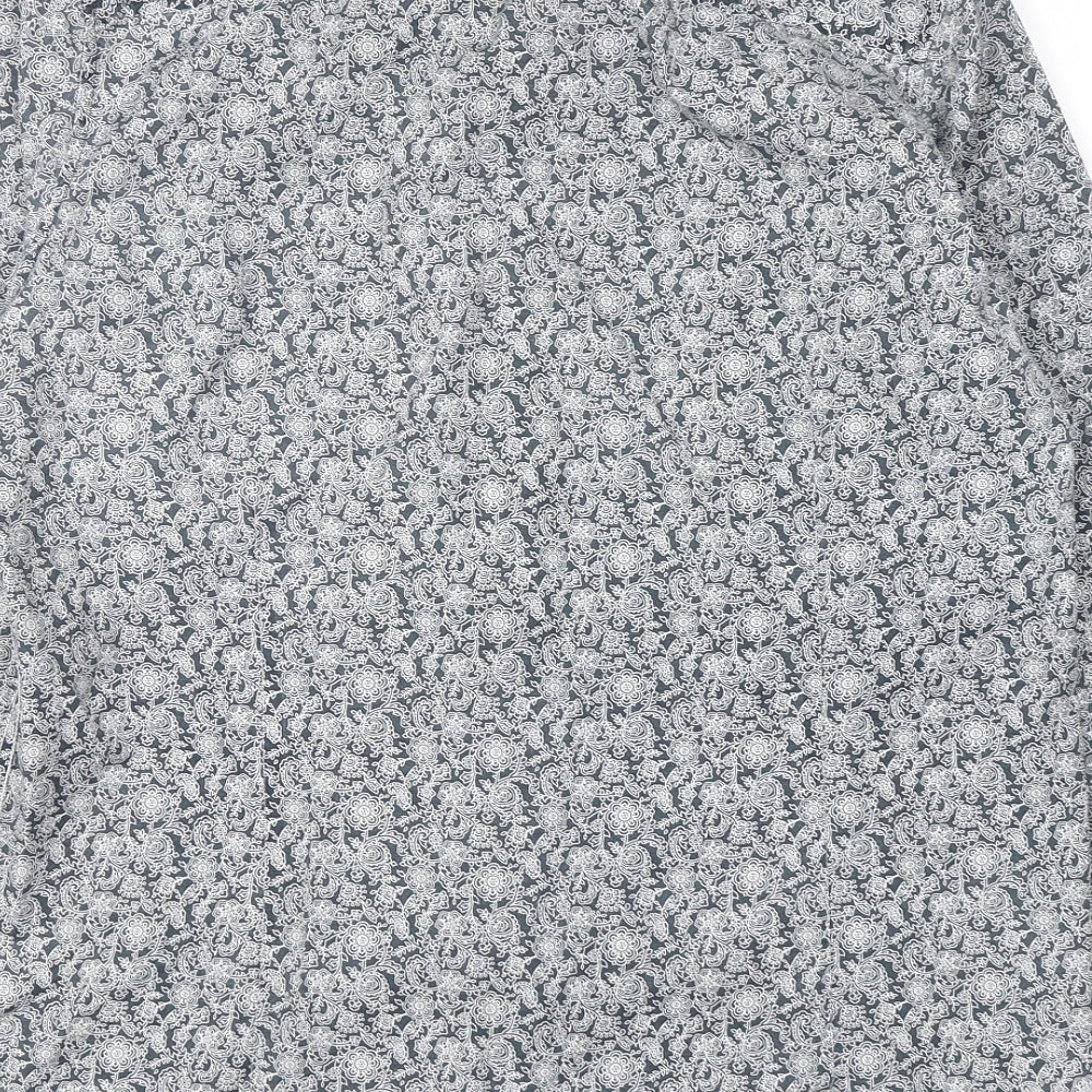 Retro Fire Mens Grey Paisley Polyester  Button-Up Size S Collared Button