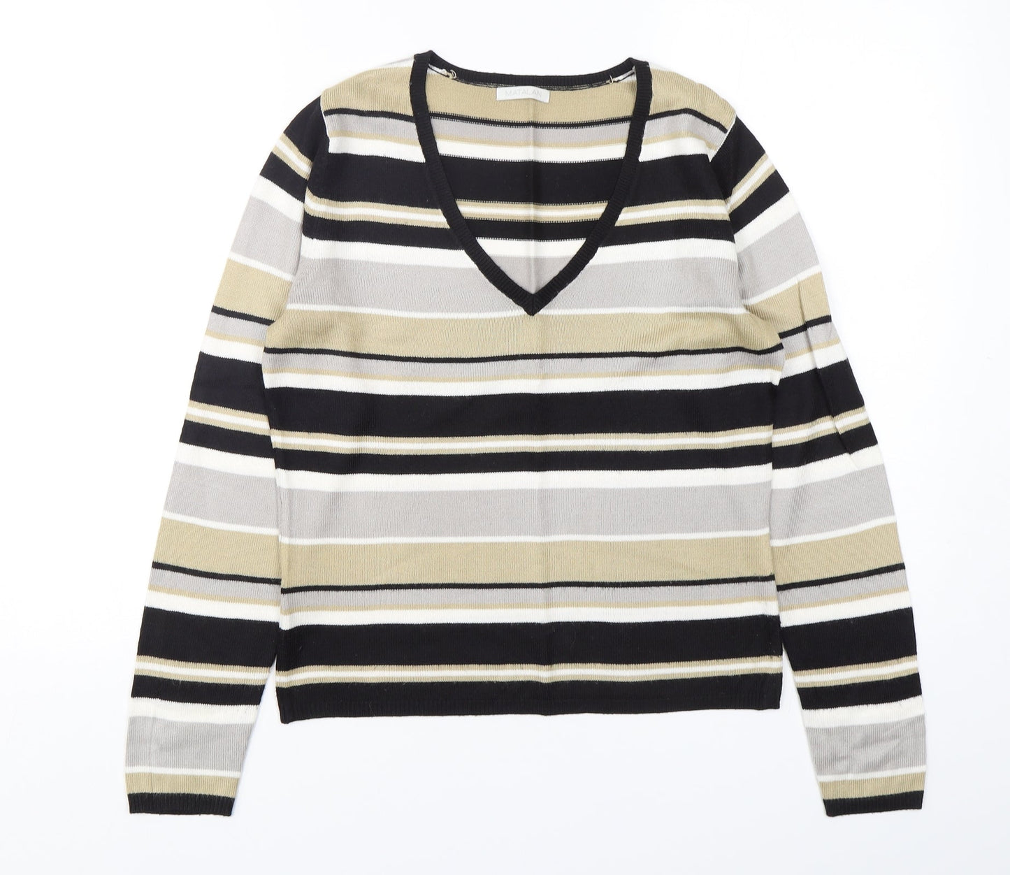 Matalan Womens Multicoloured Collared Striped Acrylic Pullover Jumper Size 10
