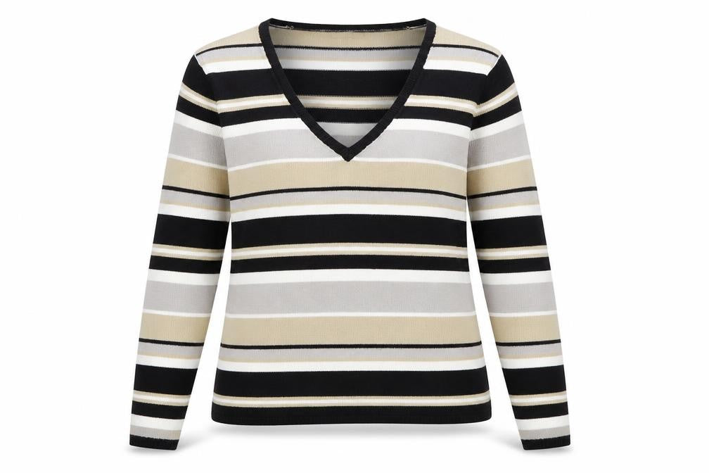 Matalan Womens Multicoloured Collared Striped Acrylic Pullover Jumper Size 10
