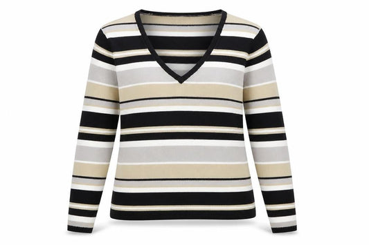Matalan Womens Multicoloured Collared Striped Acrylic Pullover Jumper Size 10