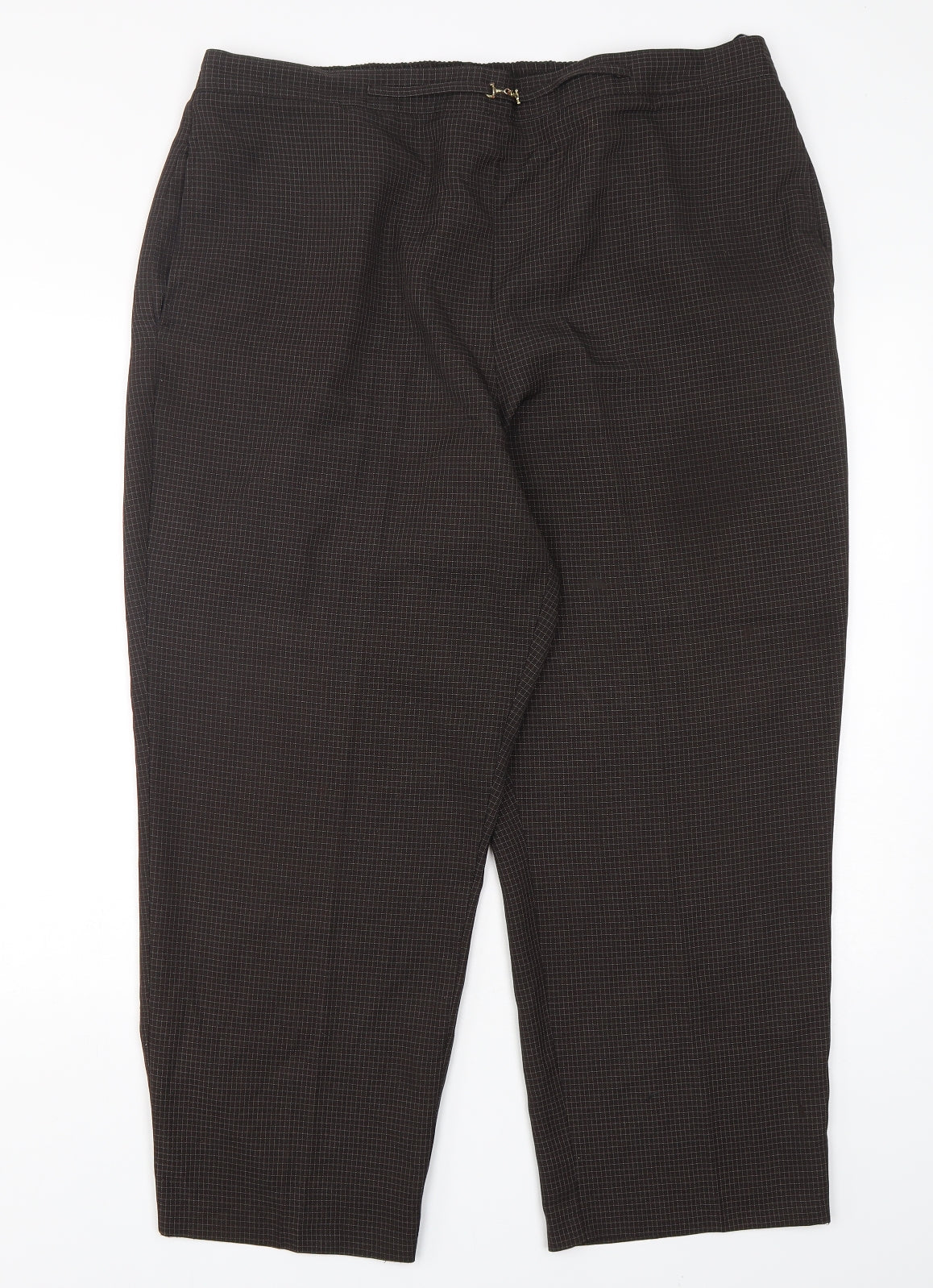 BHS Womens Brown Check Polyester Trousers  Size 20 L28 in Regular