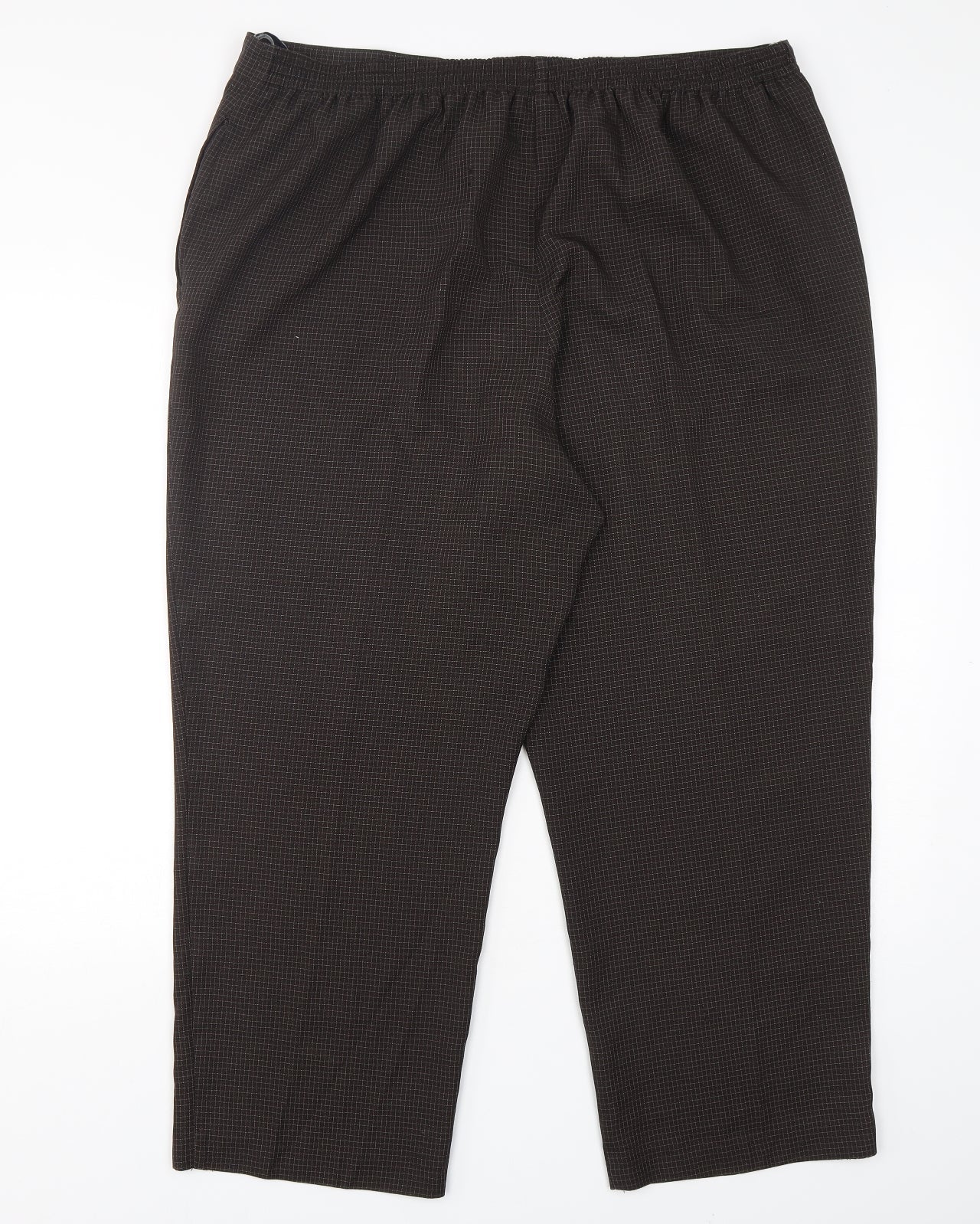 BHS Womens Brown Check Polyester Trousers  Size 20 L28 in Regular