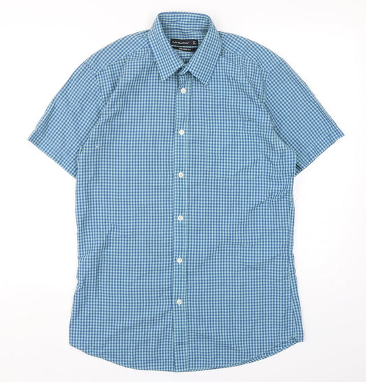 Cedar Wood State Mens Multicoloured Check Cotton  Button-Up Size 15 Collared Button