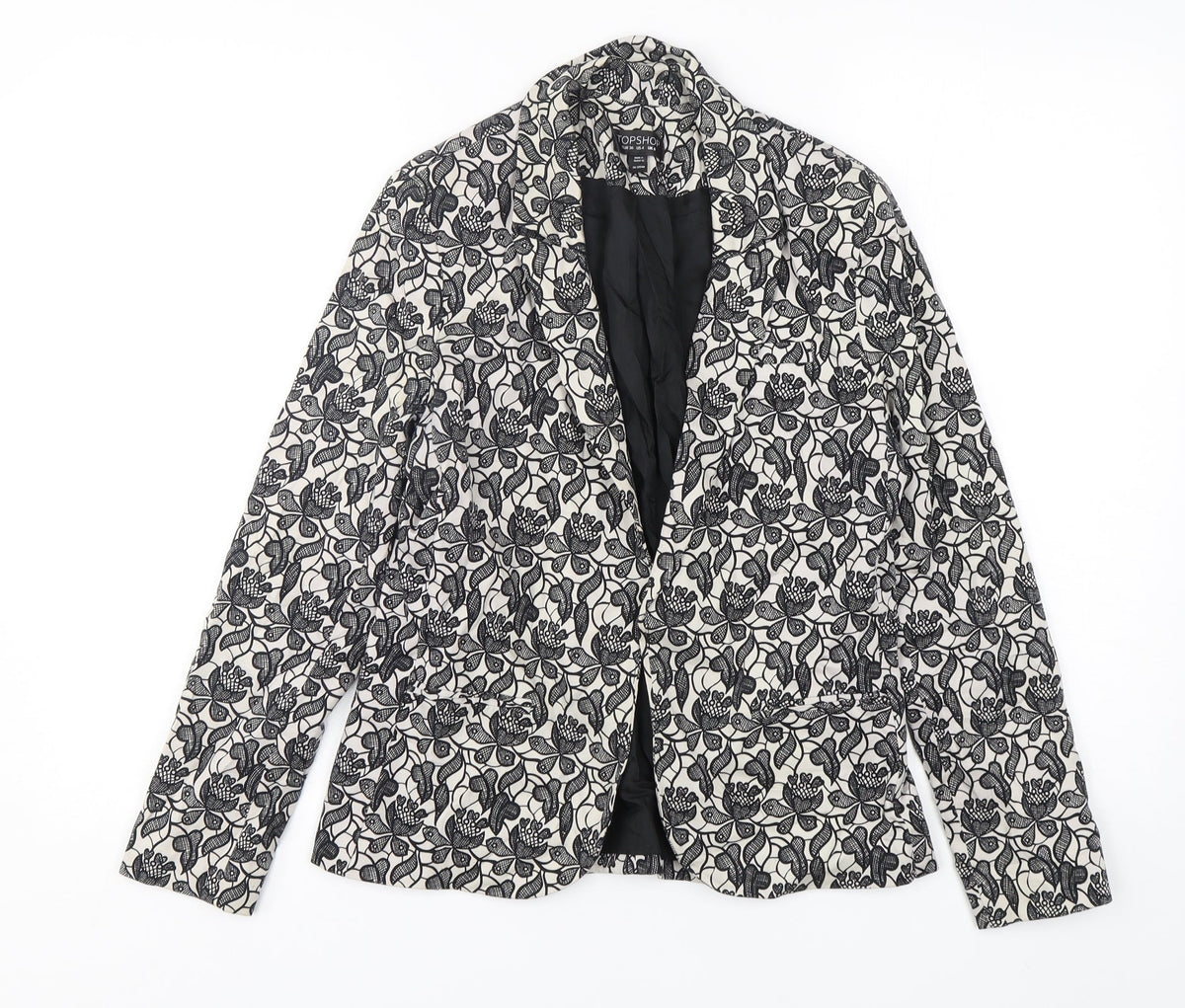Topshop Womens Multicoloured Floral Cotton Jacket Blazer Size 8