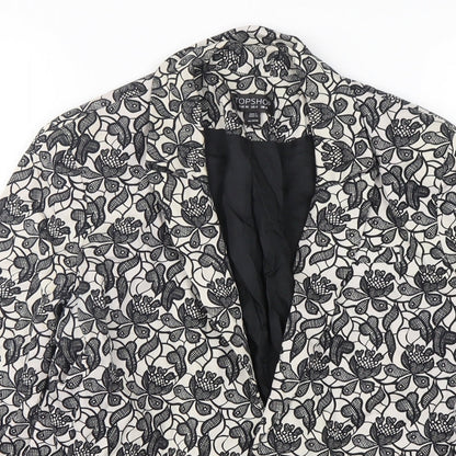 Topshop Womens Multicoloured Floral Cotton Jacket Blazer Size 8