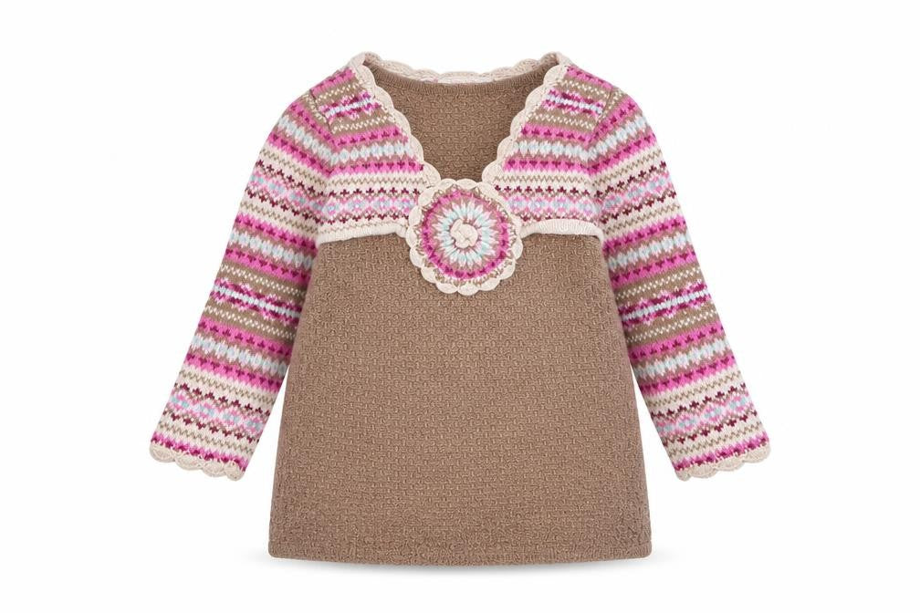 Jillian's Closet  Girls Multicoloured Fair Isle 100% Cotton A-Line  Size 24 Months  Round Neck Pullover