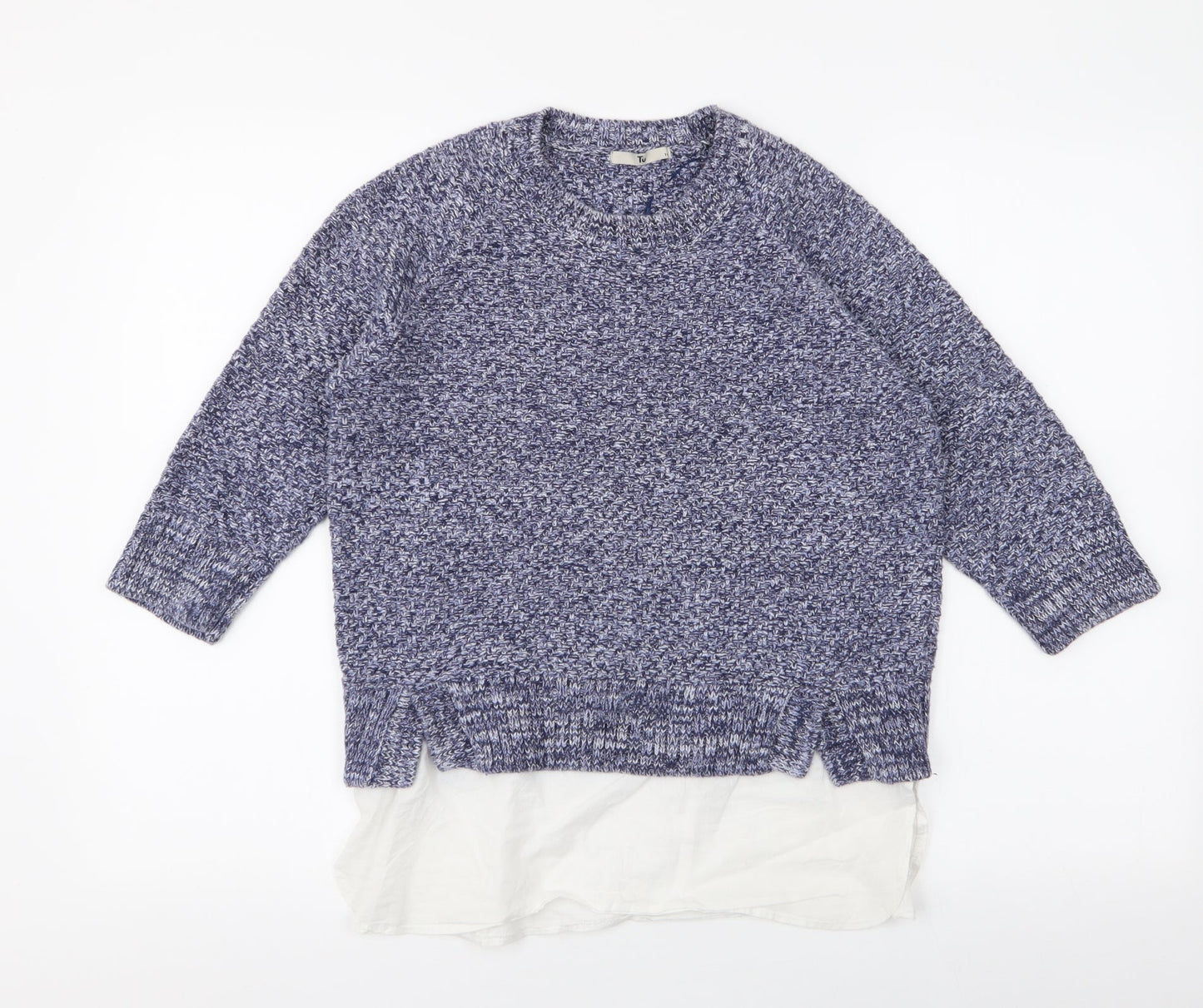 TU Womens Blue Round Neck  100% Cotton Pullover Jumper Size 10   - Shirt insert