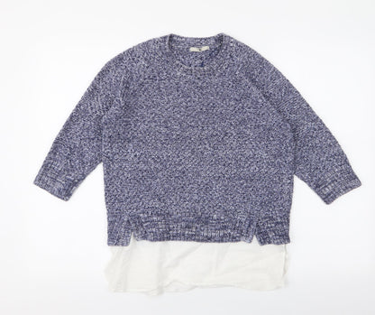 Tu Womens Blue Round Neck  100% Cotton Pullover Jumper Size 10   - Shirt insert
