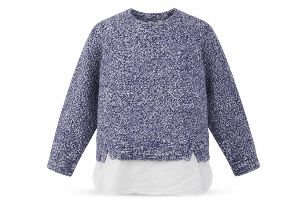 TU Womens Blue Round Neck  100% Cotton Pullover Jumper Size 10   - Shirt insert