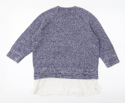 Tu Womens Blue Round Neck  100% Cotton Pullover Jumper Size 10   - Shirt insert
