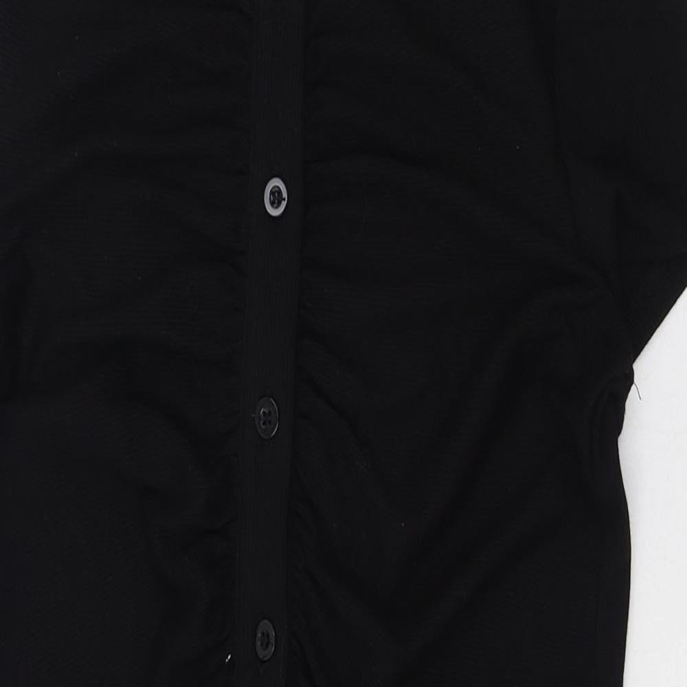 SheIn Womens Black  Polyester Shirt Dress  Size 8  Collared  - Ribbed