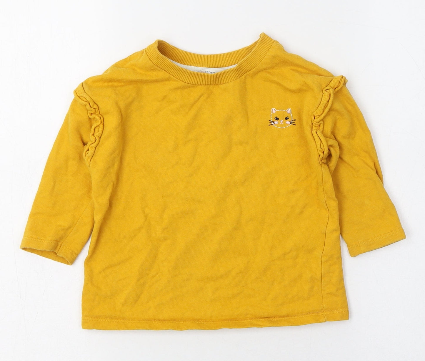 Angel  Yellow  Cotton Basic T-Shirt Size 12-18 Months Round Neck Pullover
