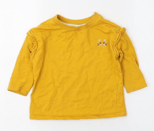 Angel  Yellow  Cotton Basic T-Shirt Size 12-18 Months Round Neck Pullover