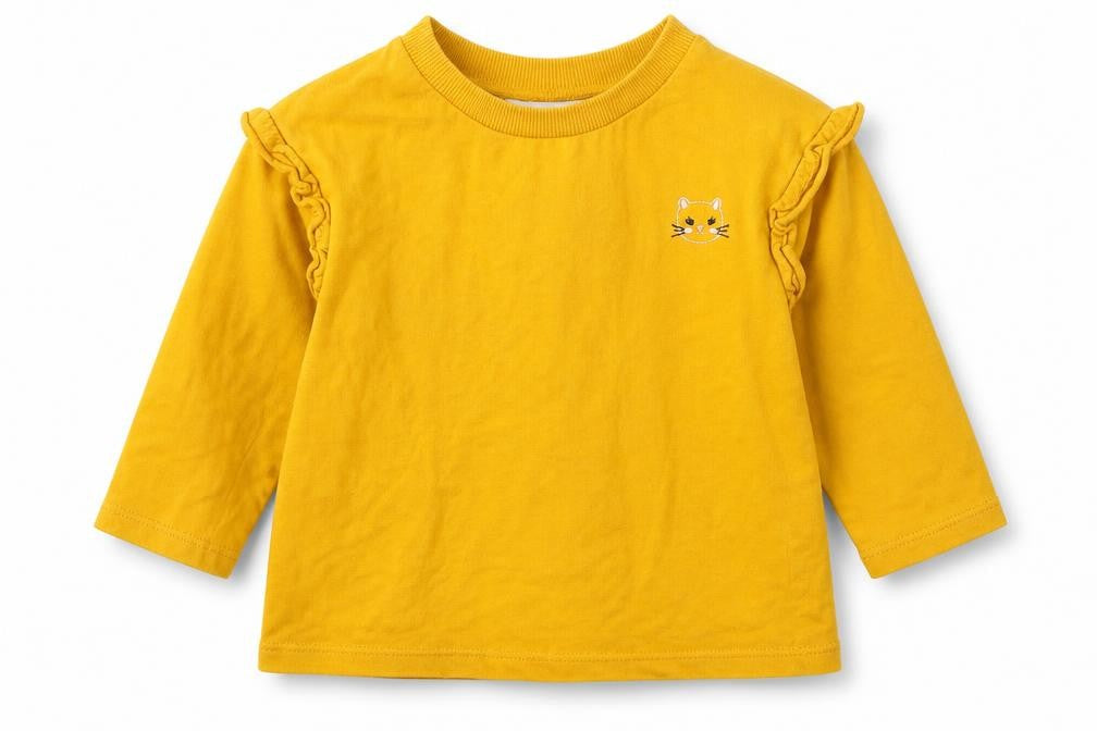 Angel  Yellow  Cotton Basic T-Shirt Size 12-18 Months Round Neck Pullover